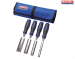 Faithfull FAIWCSGS4CR Chisel Set Softgrip c/w Chisel Roll 13 19 25 &32mm