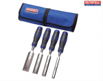 Faithfull Chisel Set Softgrip c/w Chisel Roll 13 19 25 &32mm